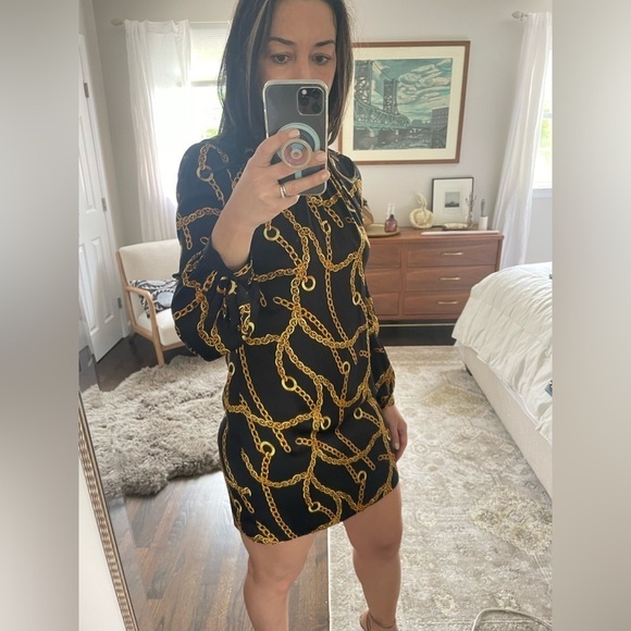 Milly Silk Simone Mini Dress Chain Print - Picture 6 of 16